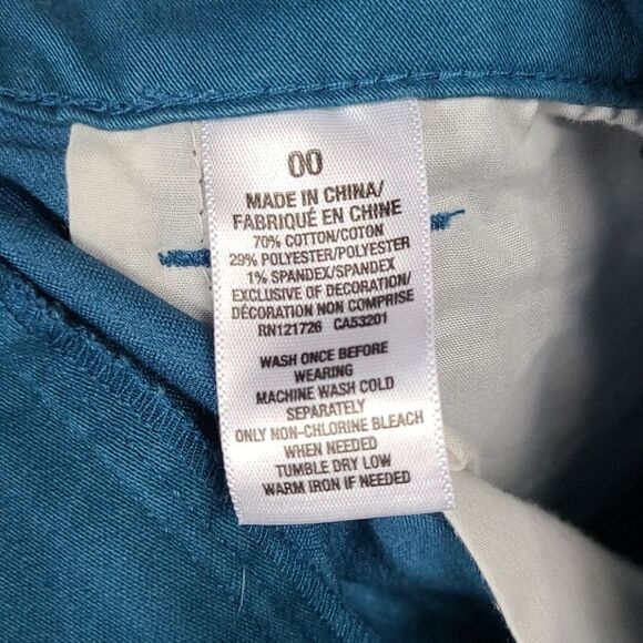 Aeropostale High Waisted Midi Shorts Teal Size 00 Stretch Pockets Cuffed Casual - Picture 5 of 5